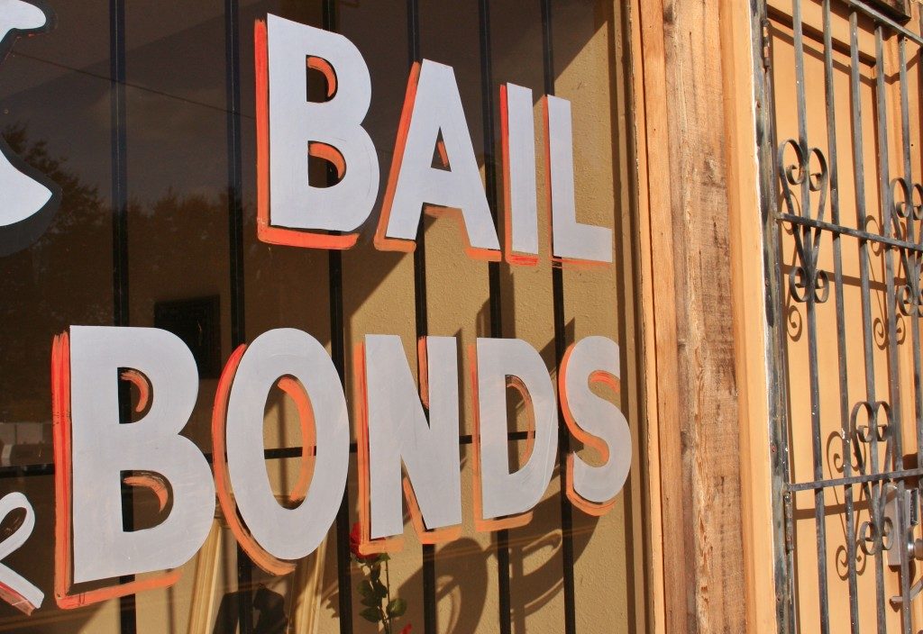 Bail bond sign on window