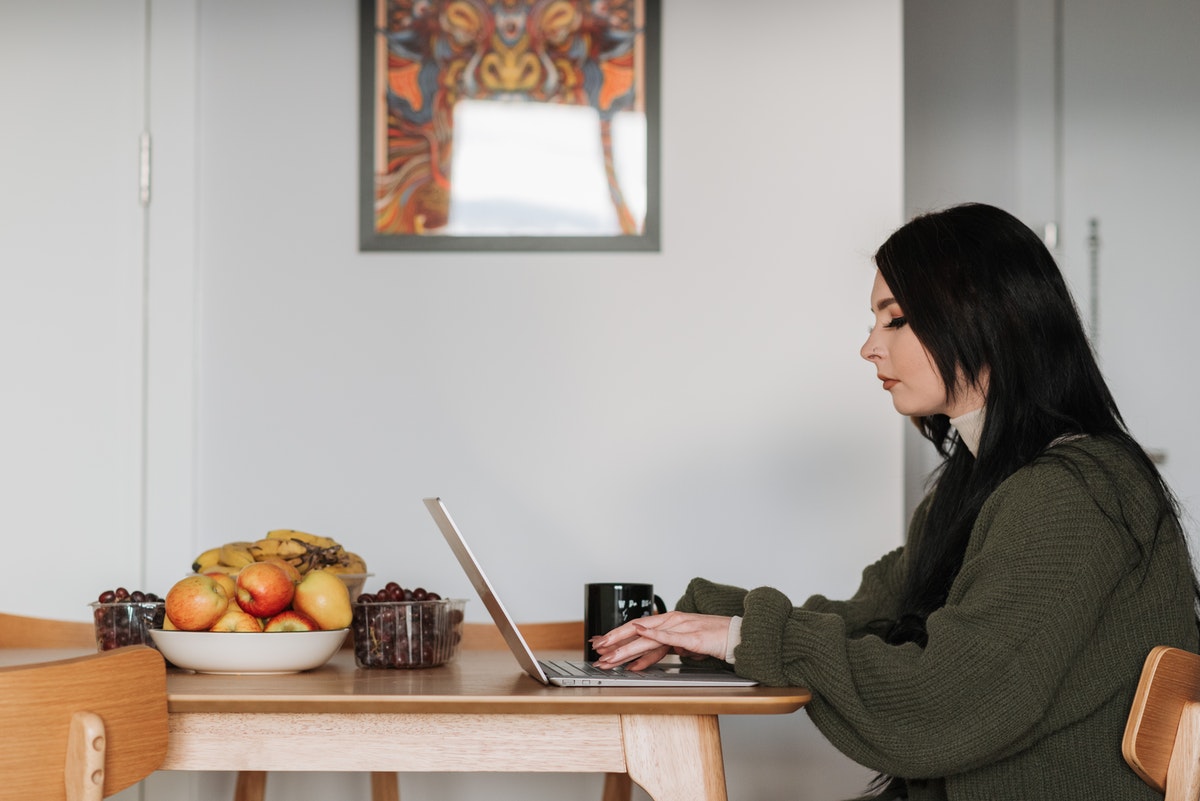 woman using laptop