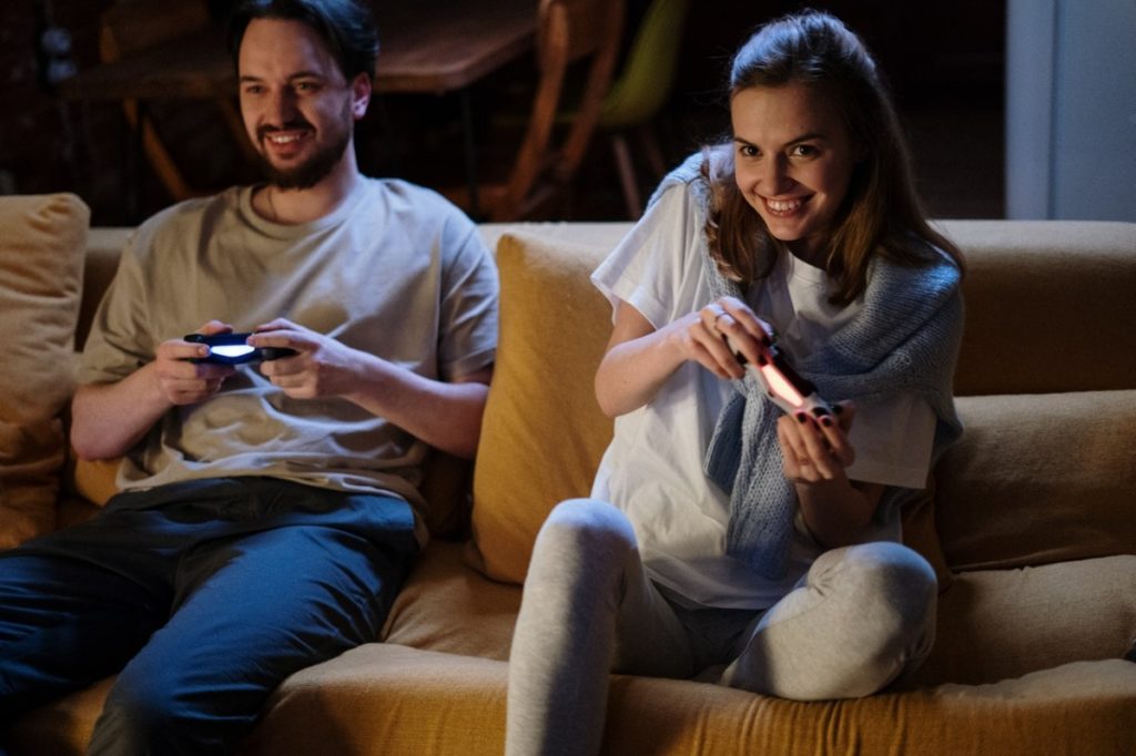 couple playing a video game