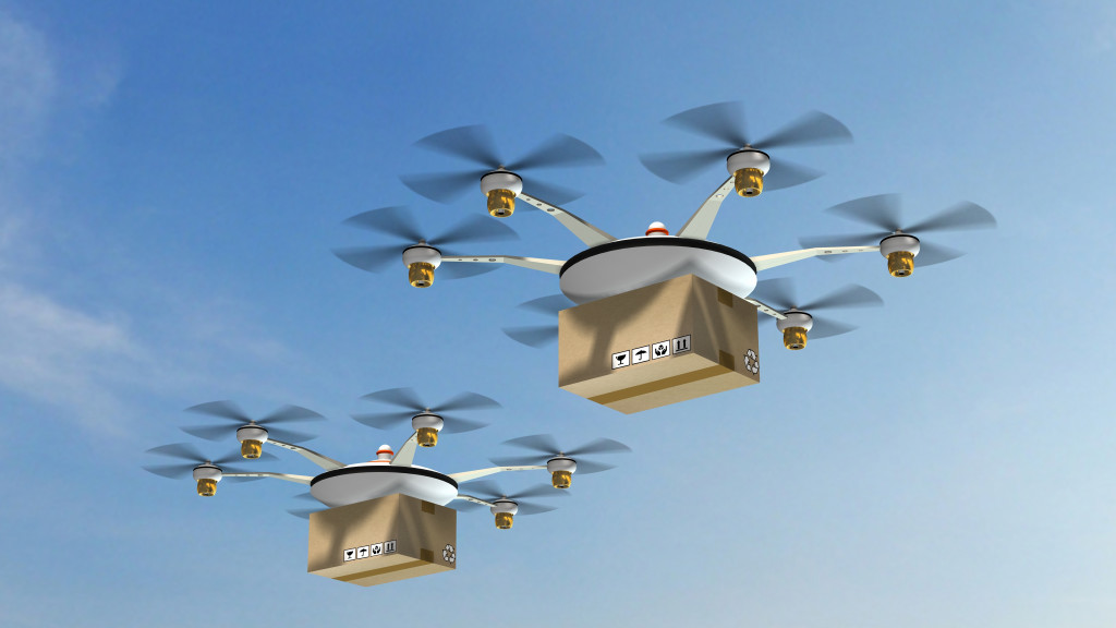 drones delivering package