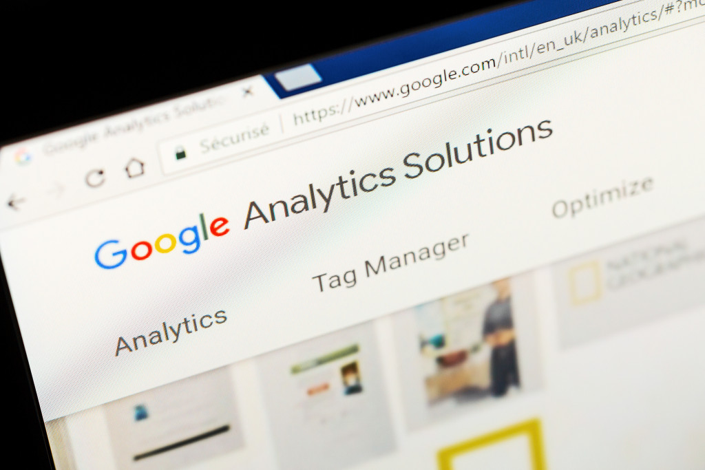 Google Analytics solutions webpage opened in Chrome browser